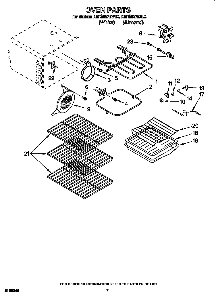 KitchenAid KERS507EWH3 oven diagram