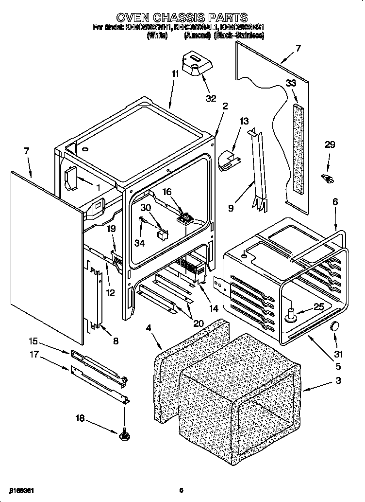 KitchenAid KERC600GWH1 oven chassis diagram