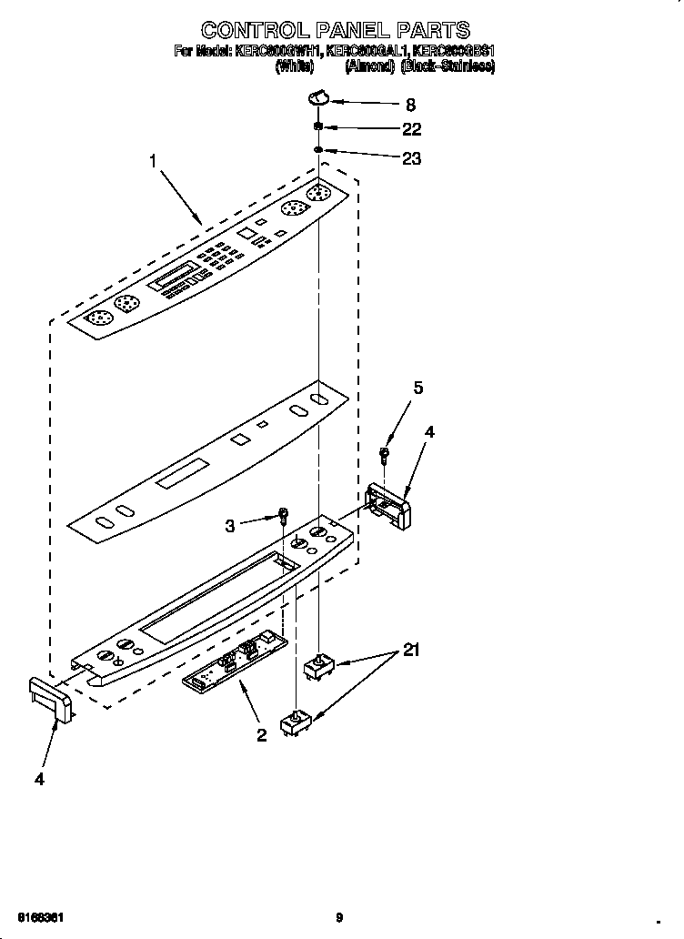 KitchenAid KERC600GWH1 control panel diagram