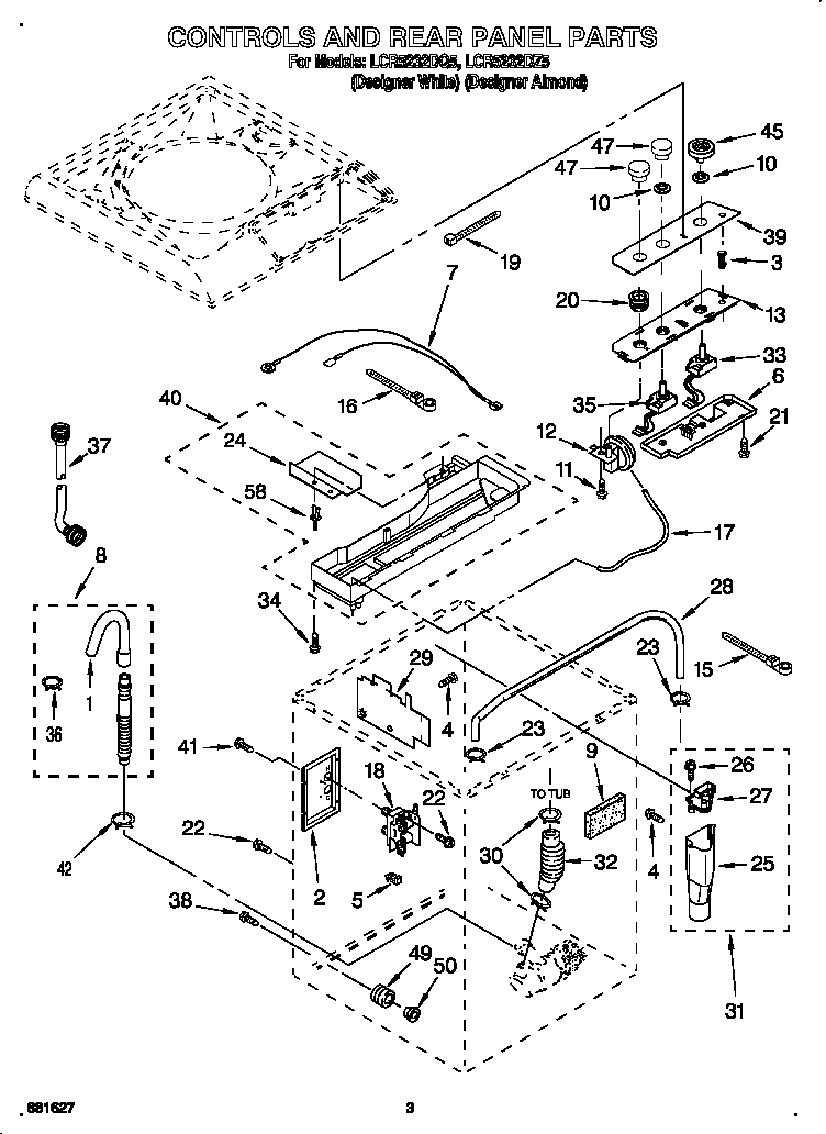 Whirlpool LCR5232DZ5 controls and rear panel diagram