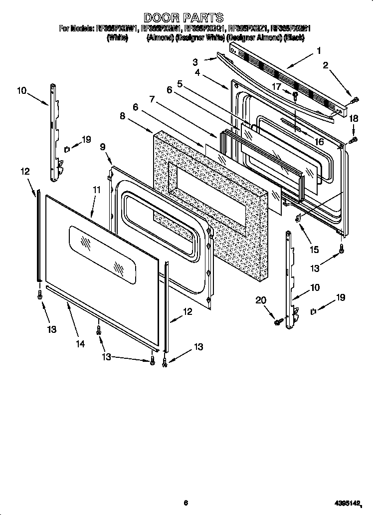 Whirlpool RF385PXGW1 door diagram