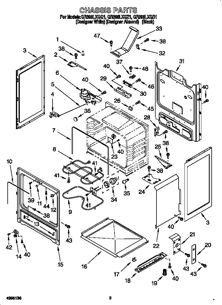 Whirlpool GR396LXGB1 chassis diagram