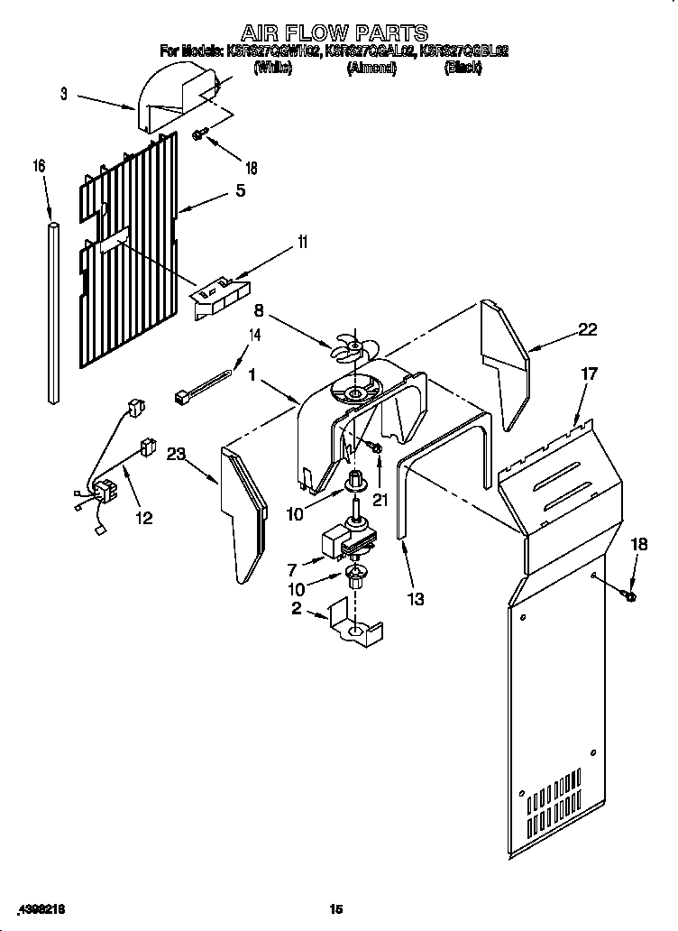 KitchenAid KSRS27QGAL02 air flow parts diagram