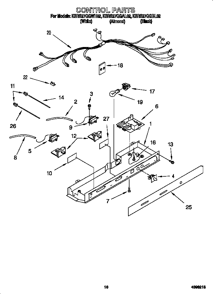 KitchenAid KSRS27QGAL02 control parts diagram