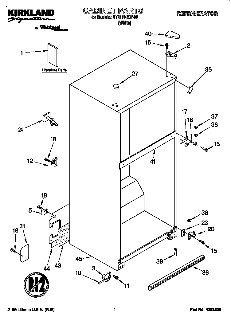 Kirkland ST21PKXHW00 cabinet diagram