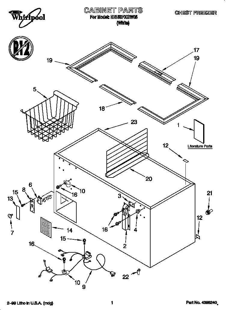 Whirlpool EH150FXGW05 cabinet diagram