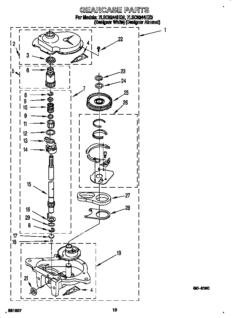 Whirlpool 7LSC8244HQ0 gearcase diagram