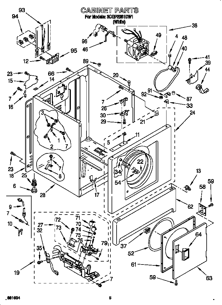 Whirlpool 3CGP2951DW1 cabinet diagram
