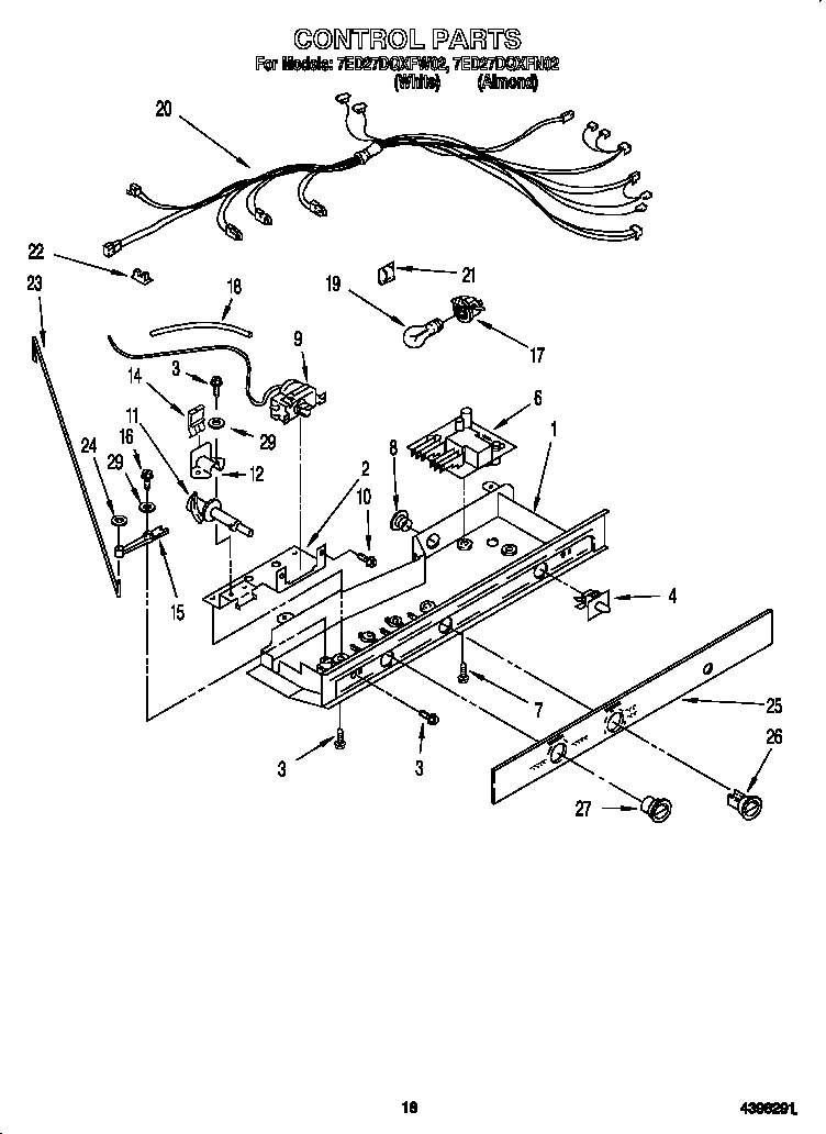 Whirlpool 7ED27DQXFW02 control parts diagram