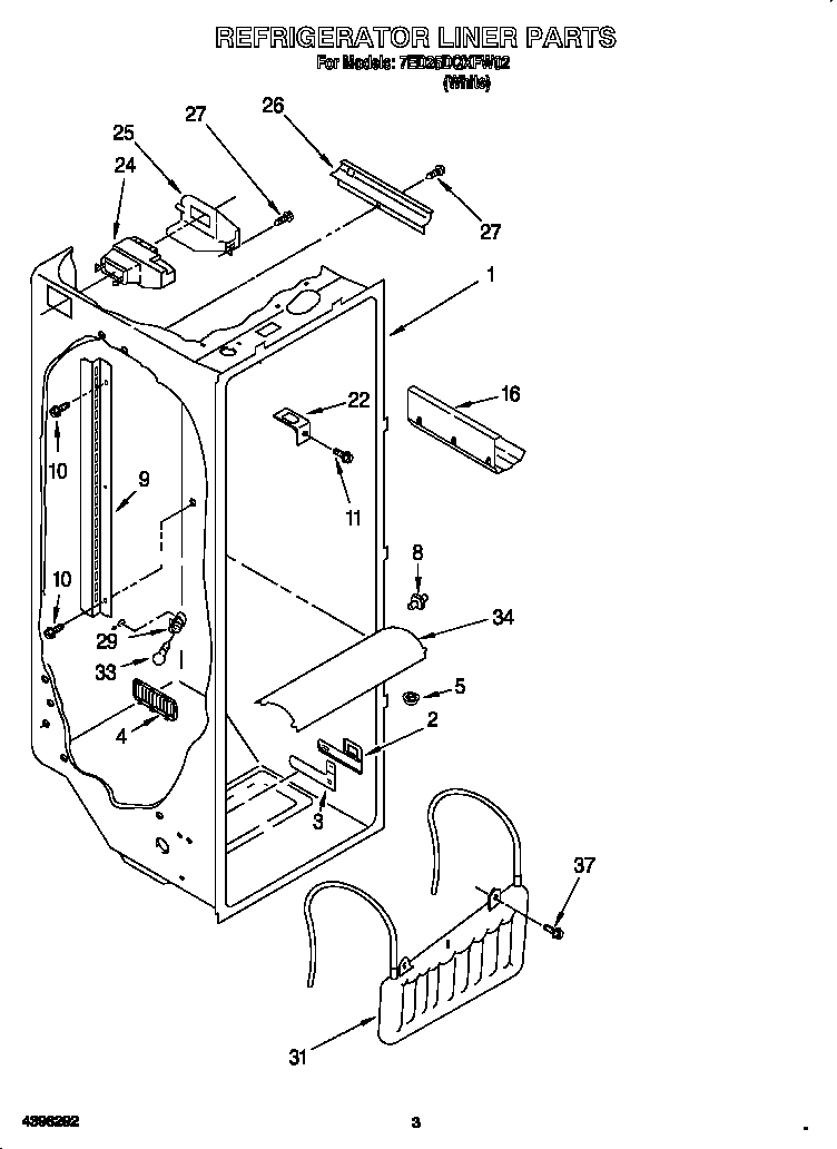 Whirlpool 7ED25DQXFW02 refrigerator liner diagram