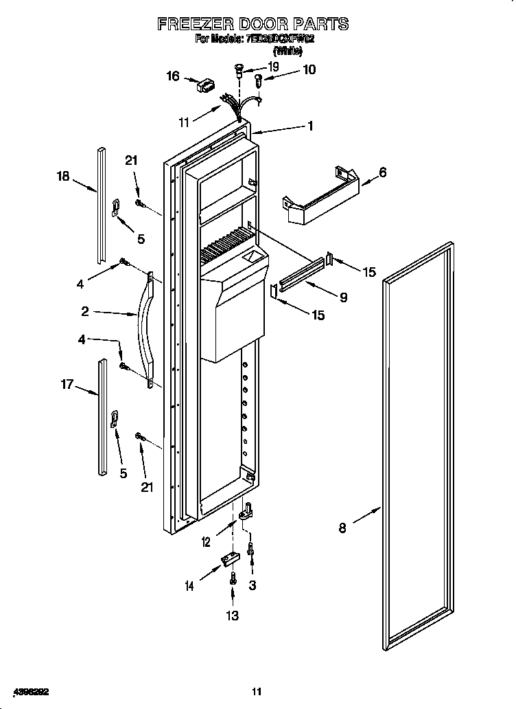 Whirlpool 7ED25DQXFW02 freezer door diagram
