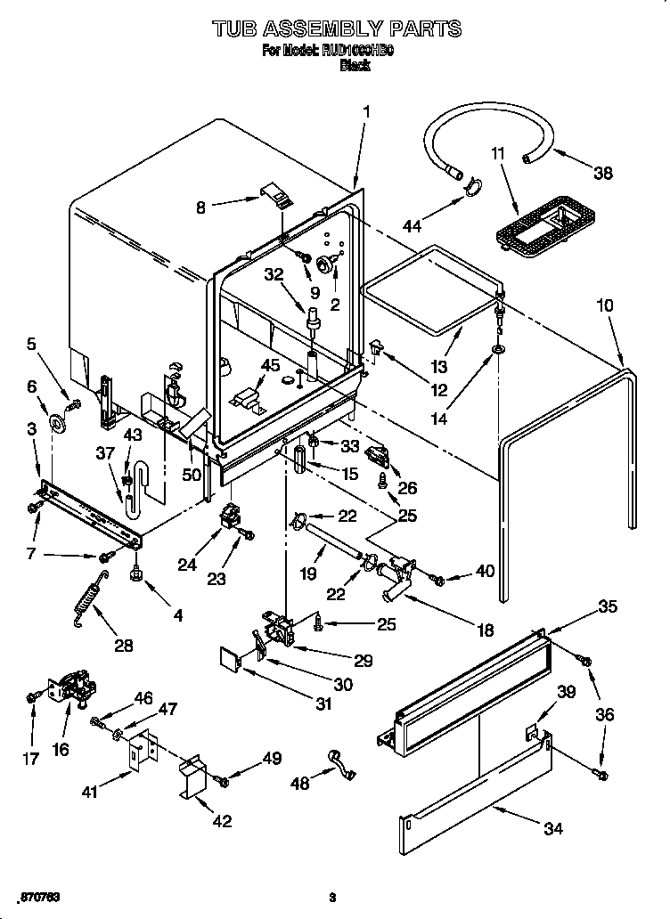 Roper RUD1000HB0 tub assembly diagram