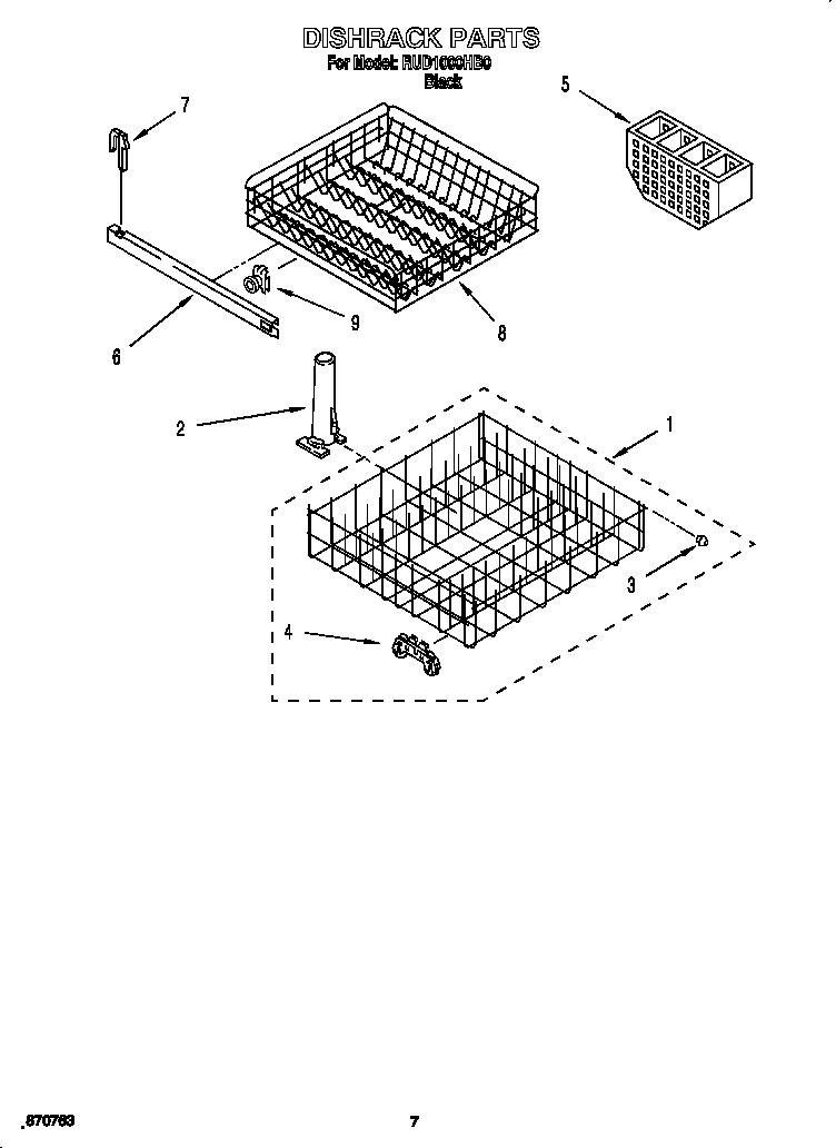 Roper RUD1000HB0 dishracks diagram