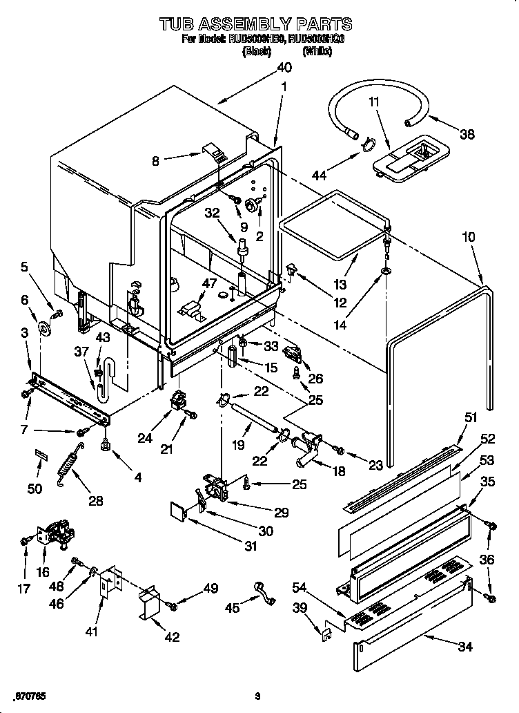 Roper RUD5000HB0 tub assembly diagram