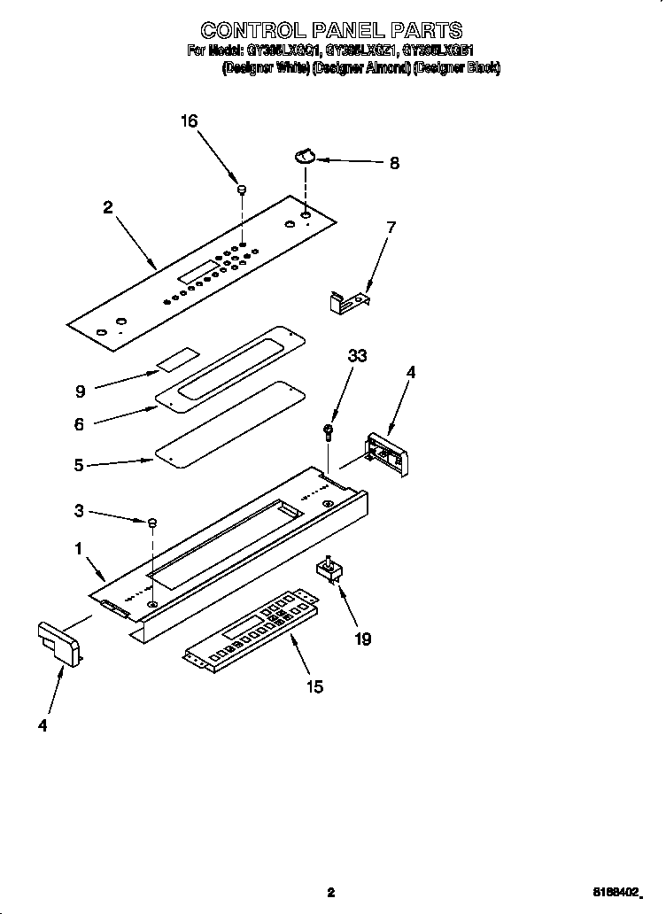 Whirlpool GY395LXGZ1 control panel diagram