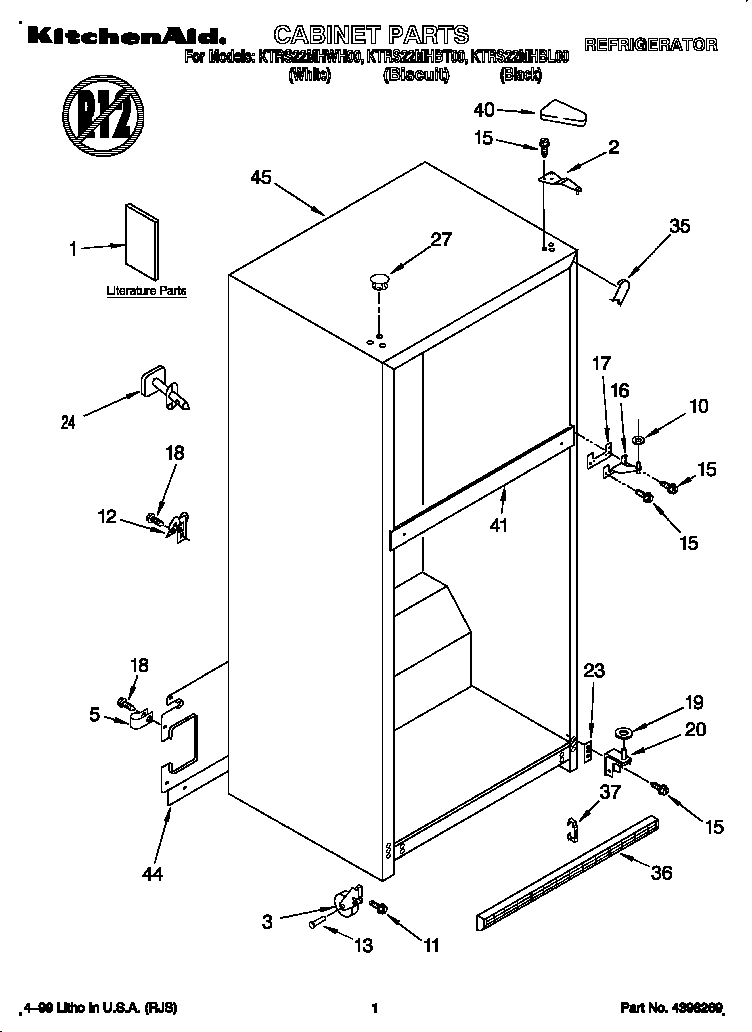 KitchenAid KTRS22MHBL00 cabinet diagram