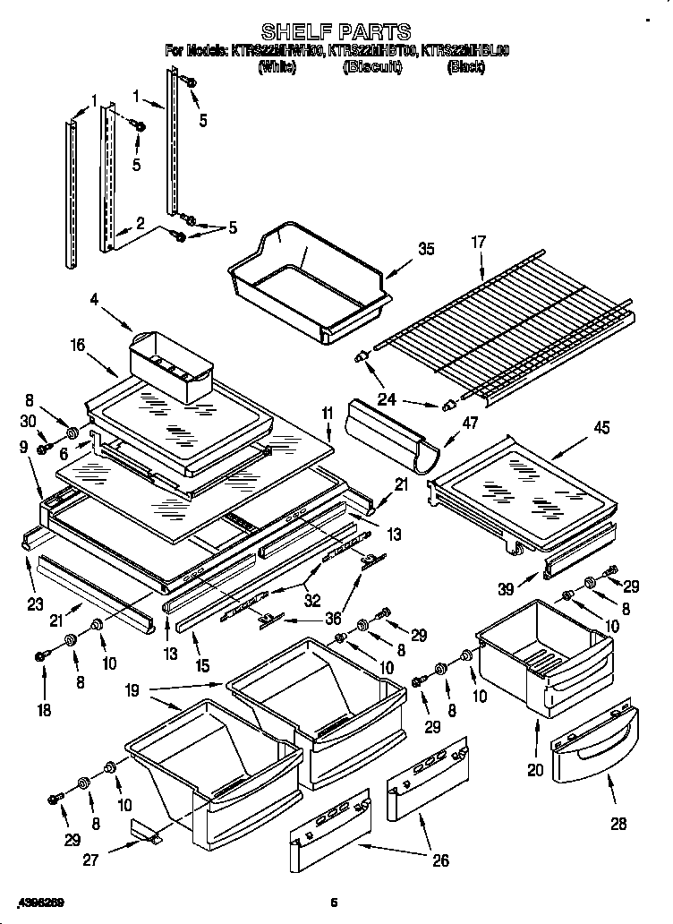KitchenAid KTRS22MHBL00 shelf diagram