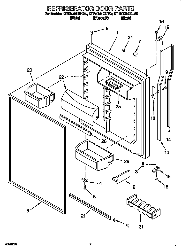 KitchenAid KTRS22MHBL00 refrigerator door diagram
