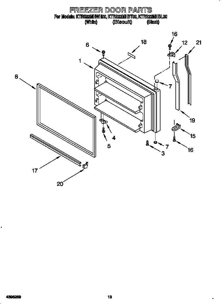 KitchenAid KTRS22MHBL00 freezer door diagram