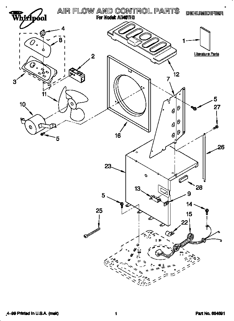 Whirlpool AD40TH0 air flow and controls diagram