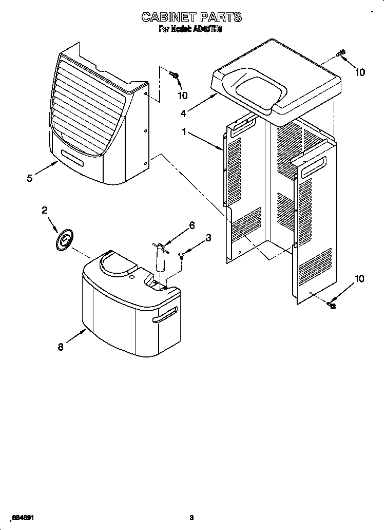Whirlpool AD40TH0 cabinet diagram