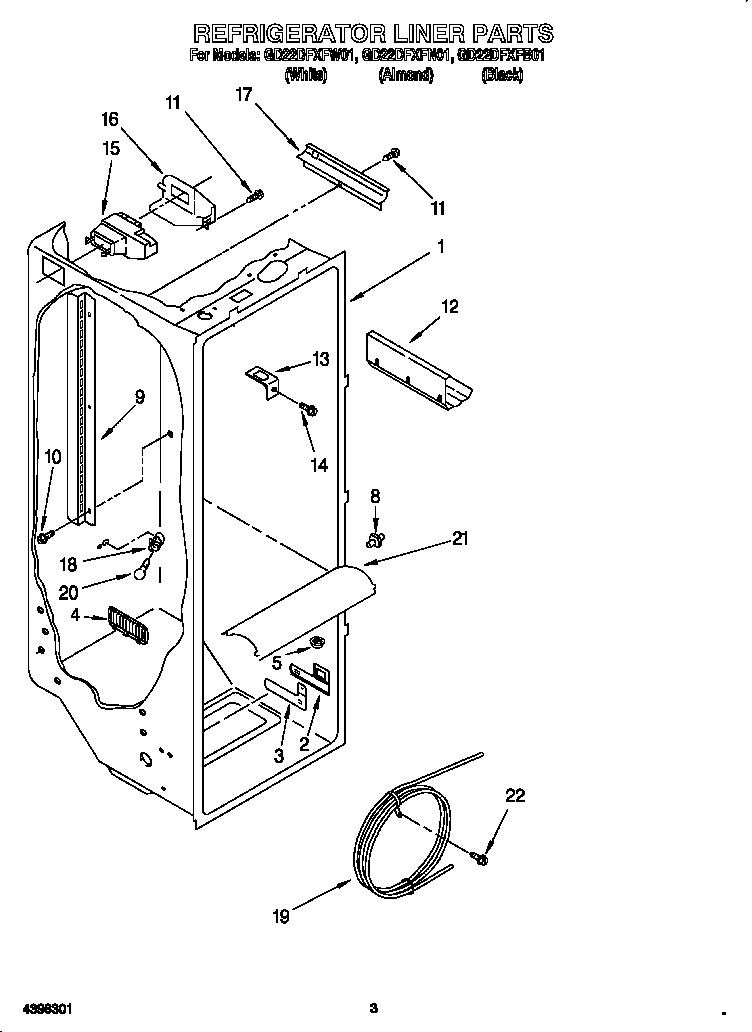 Whirlpool GD22DFXFW01 refrigerator liner diagram