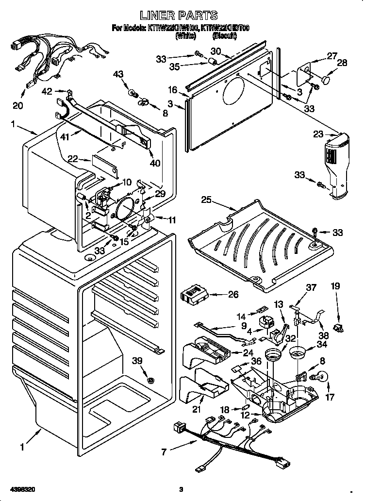 KitchenAid KTRW22KHWH00 liner diagram
