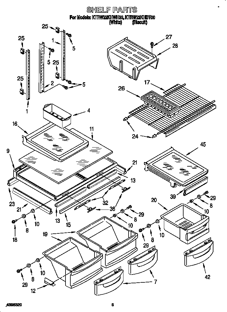 KitchenAid KTRW22KHWH00 shelf diagram