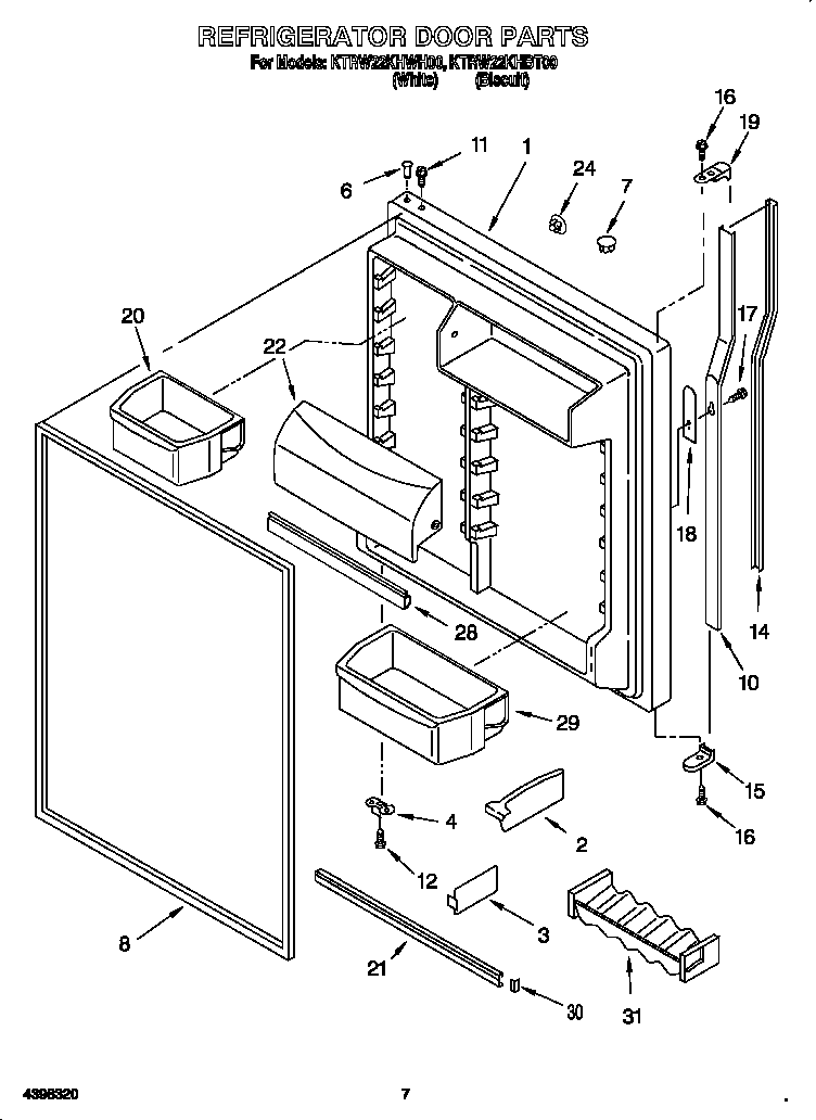 KitchenAid KTRW22KHWH00 refrigerator door diagram