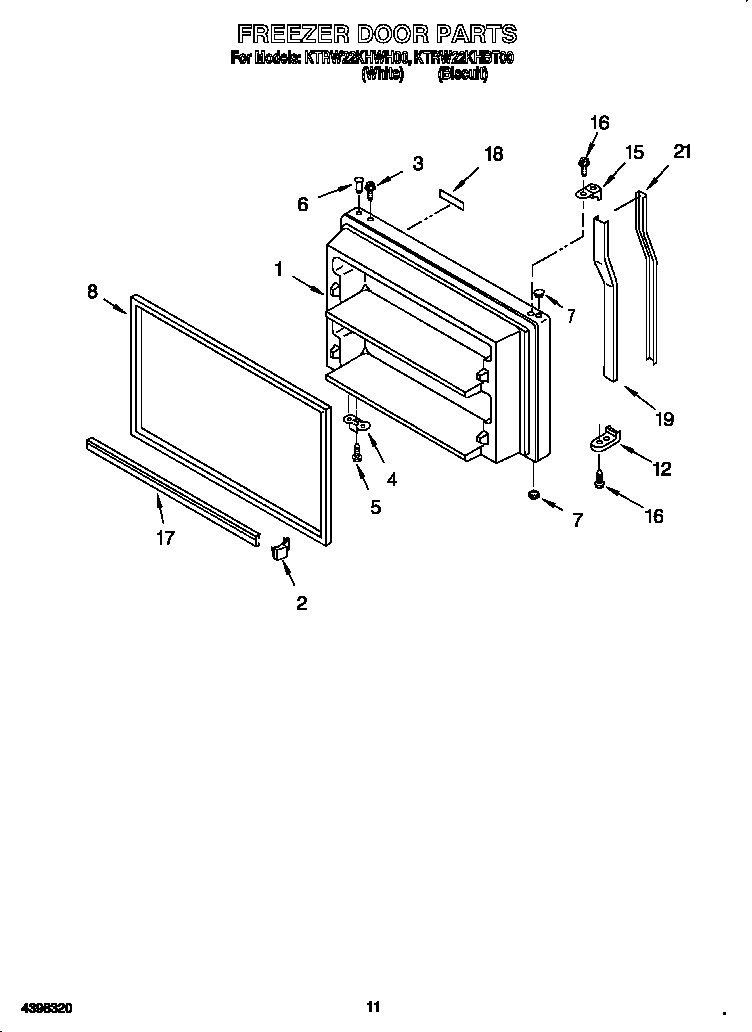 KitchenAid KTRW22KHWH00 freezer door diagram