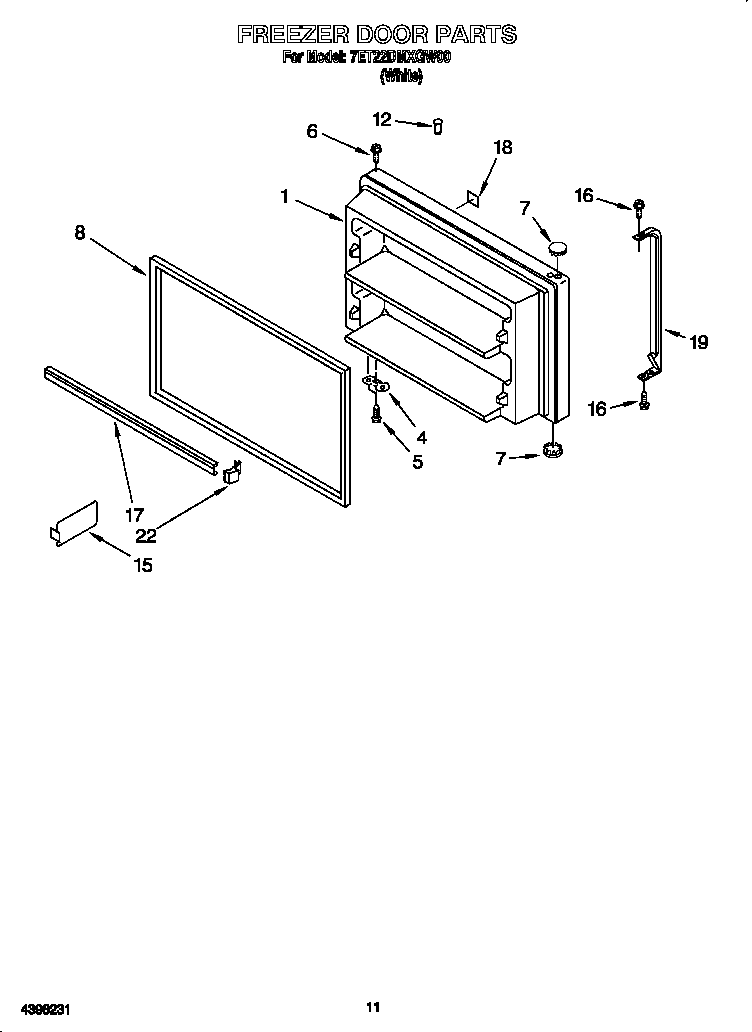 Whirlpool 7ET22DMXGW00 freezer door diagram
