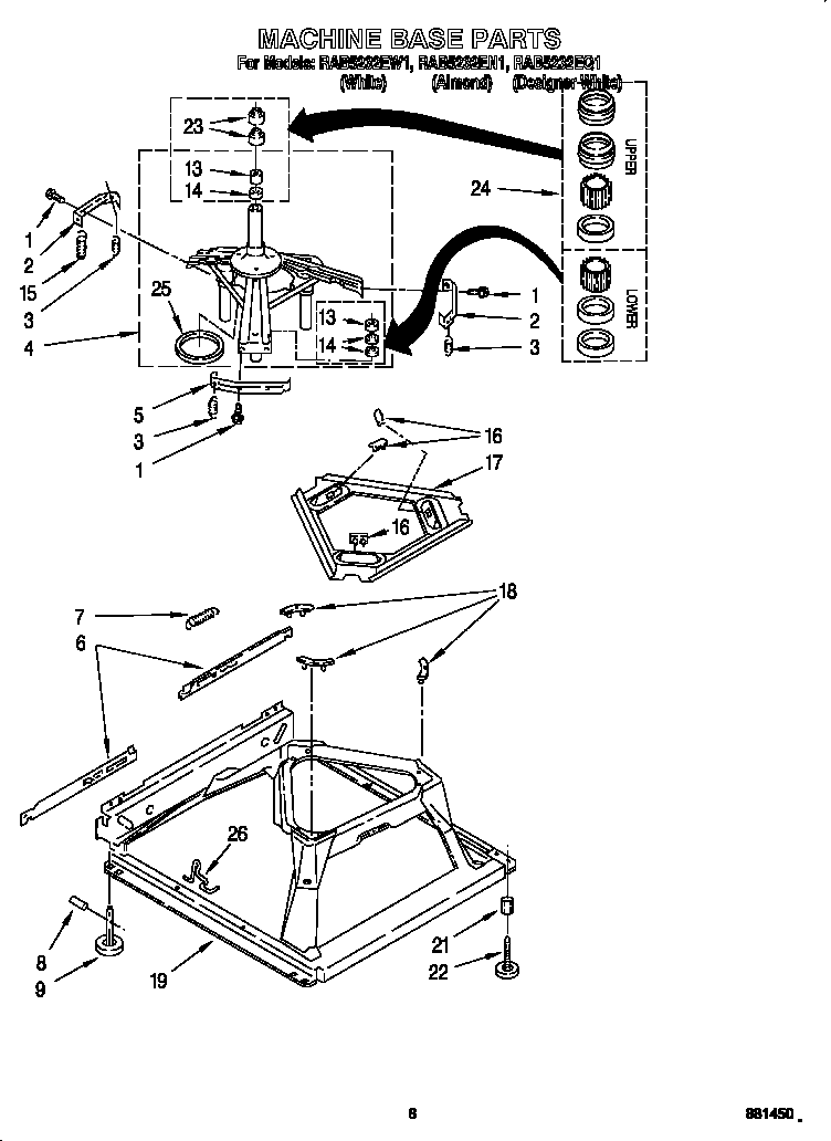 Roper RAB5232EW1 machine base diagram