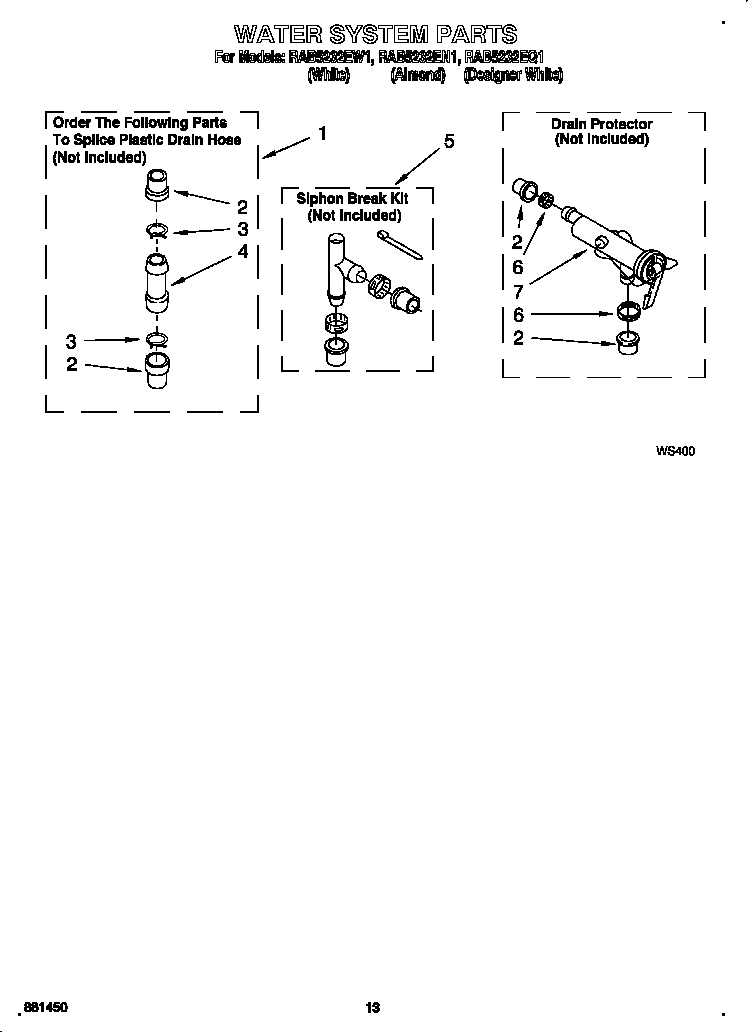 Roper RAB5232EW1 water system diagram