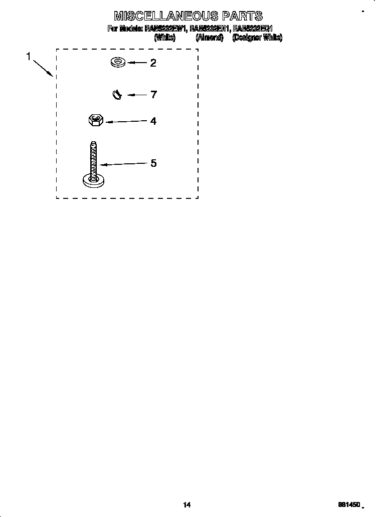 Roper RAB5232EW1 miscellaneous diagram