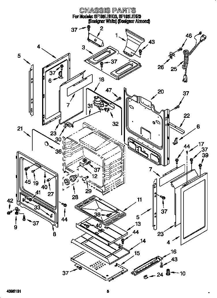 Whirlpool SF195LEHQ0 chassis diagram