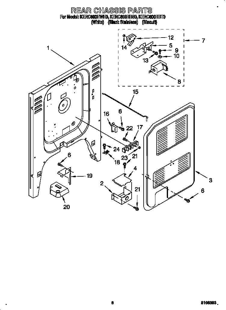 KitchenAid KERC600HWH0 rear chassis diagram