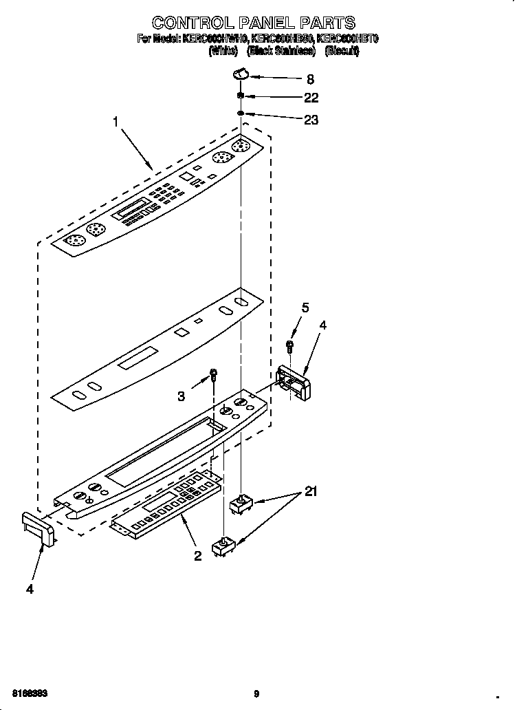 KitchenAid KERC600HWH0 control panel diagram