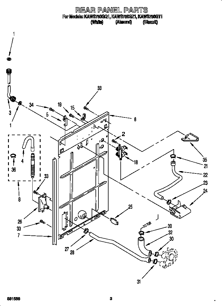 KitchenAid KAWS750GQ1 rear panel diagram
