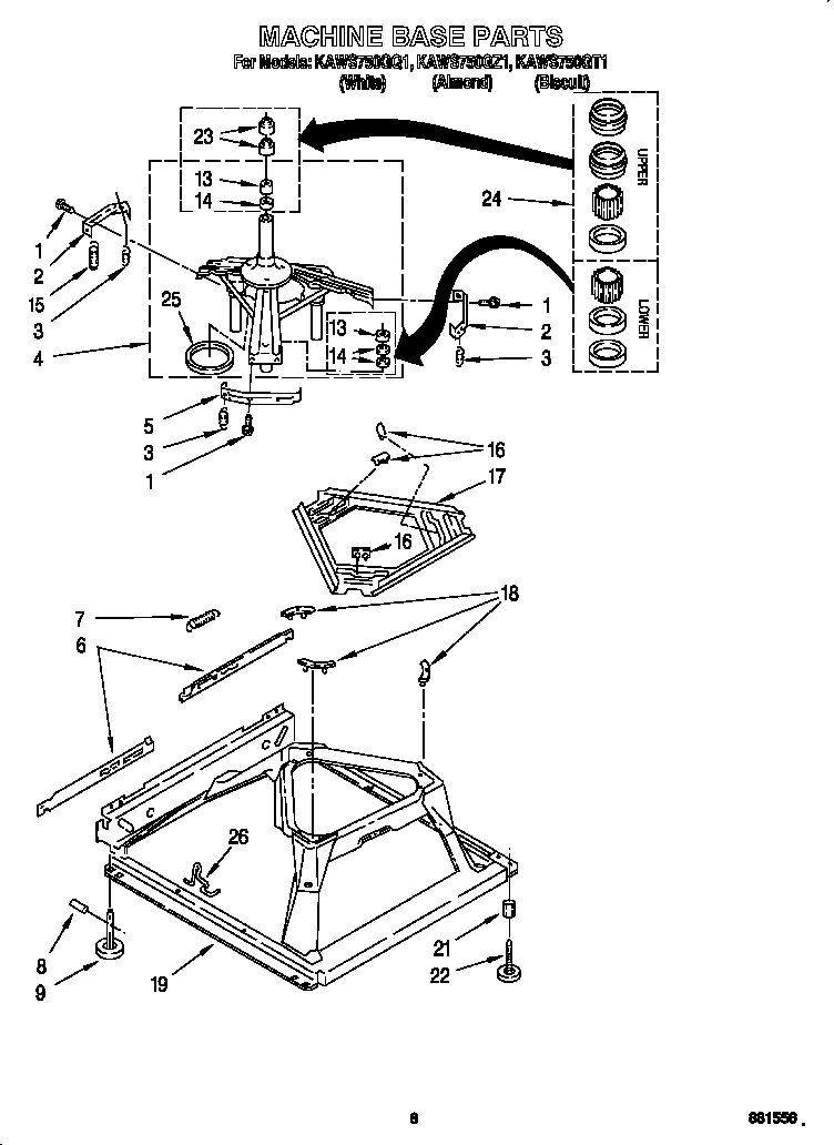 KitchenAid KAWS750GQ1 machine base diagram