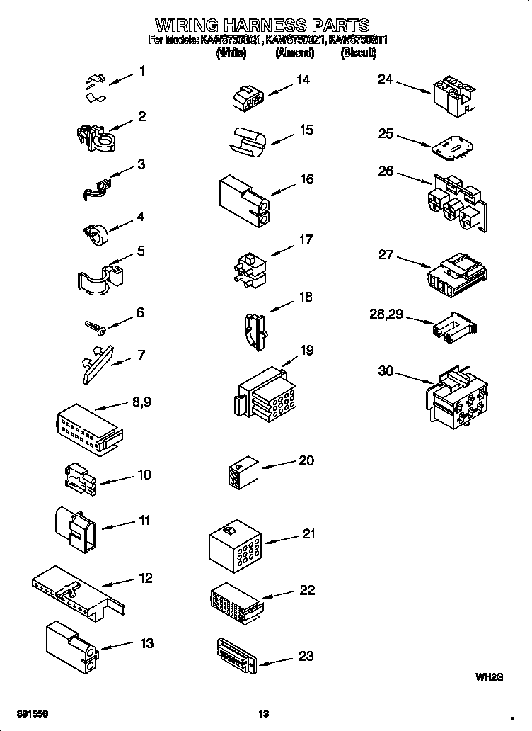 KitchenAid KAWS750GQ1 wiring harness diagram
