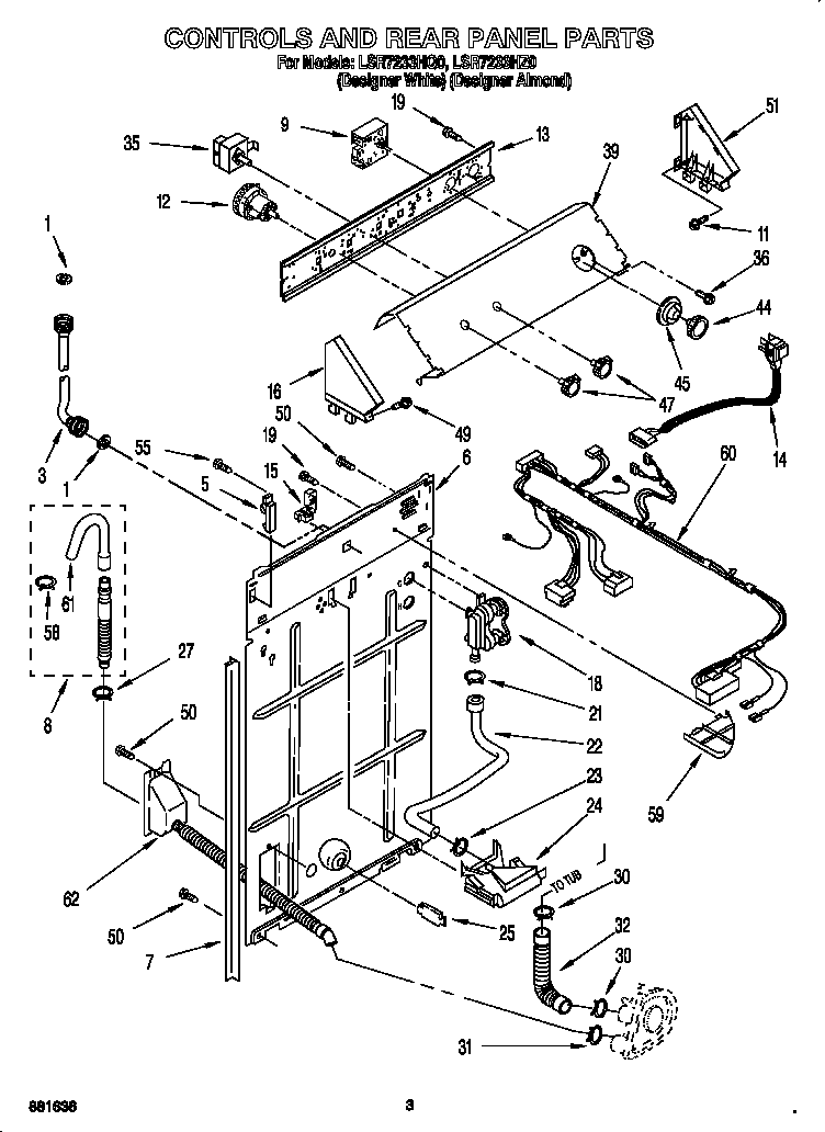 Whirlpool LSR7233HQ0 controls and rear panel diagram