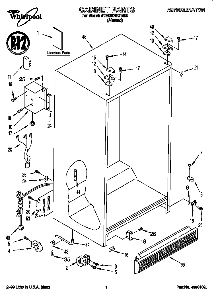 Whirlpool 4YED20TKFN00 cabinet diagram