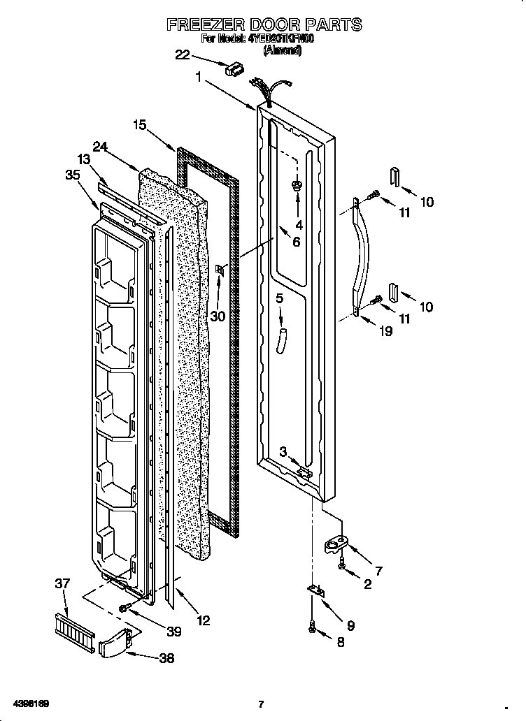 Whirlpool 4YED20TKFN00 freezer door diagram