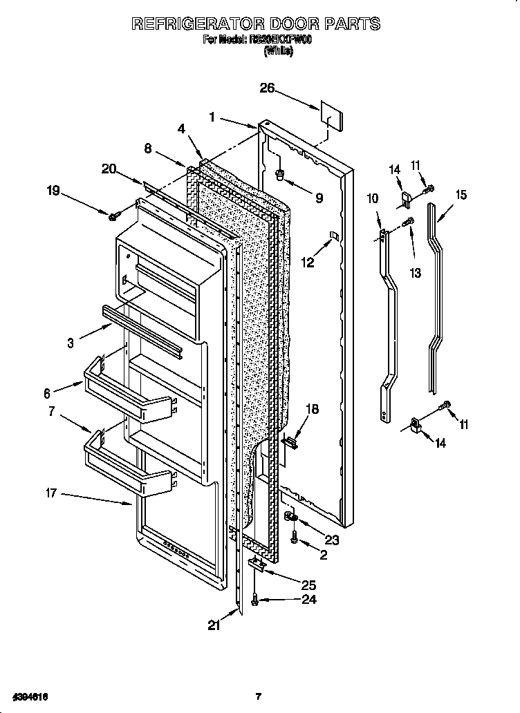 Roper RS20EKXFW00 refrigerator door diagram