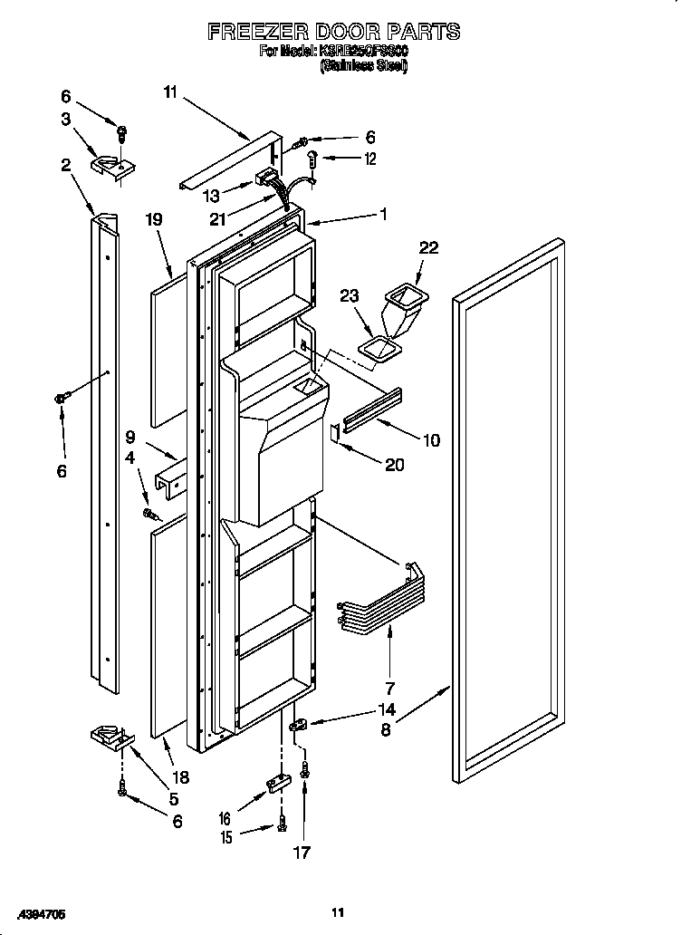 KitchenAid KSRB25QFSS00 freezer door diagram