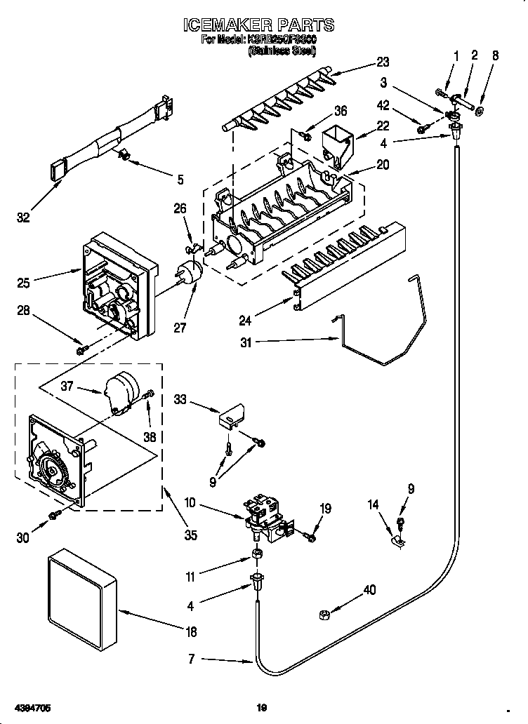 KitchenAid KSRB25QFSS00 ice maker diagram