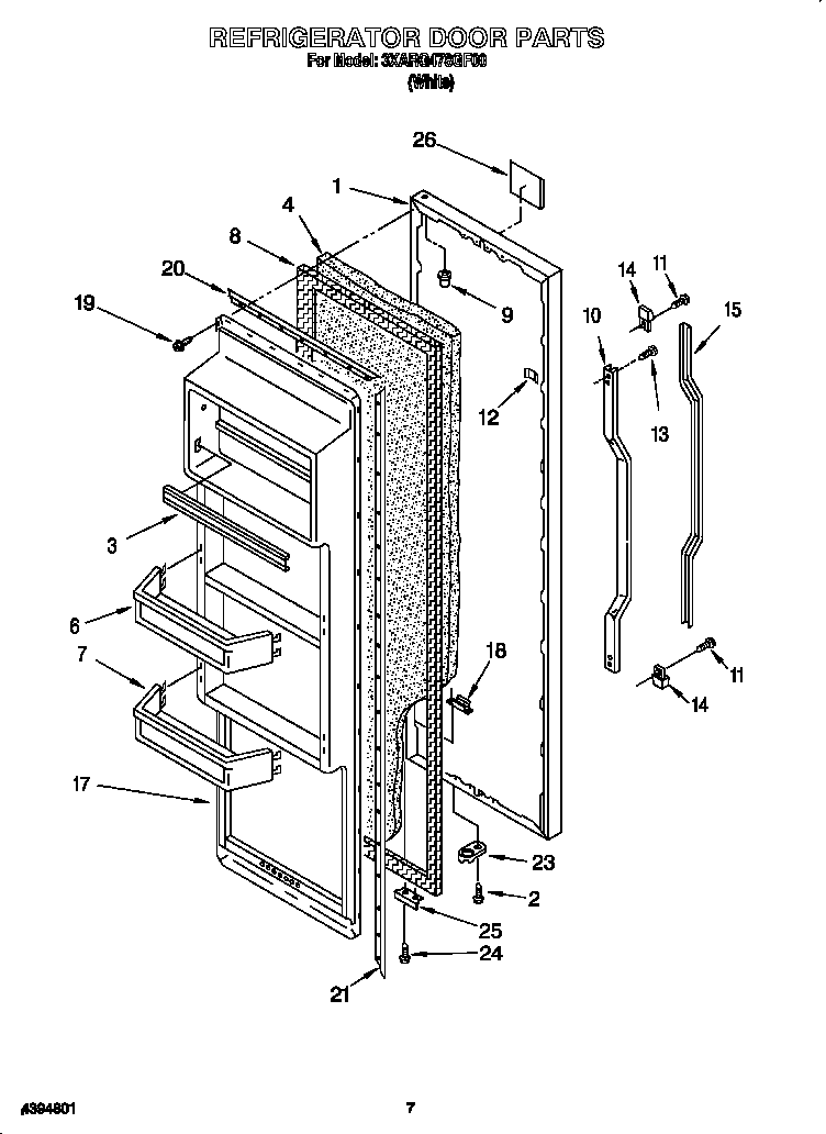 Whirlpool 3XARG478GF00 refrigerator door diagram