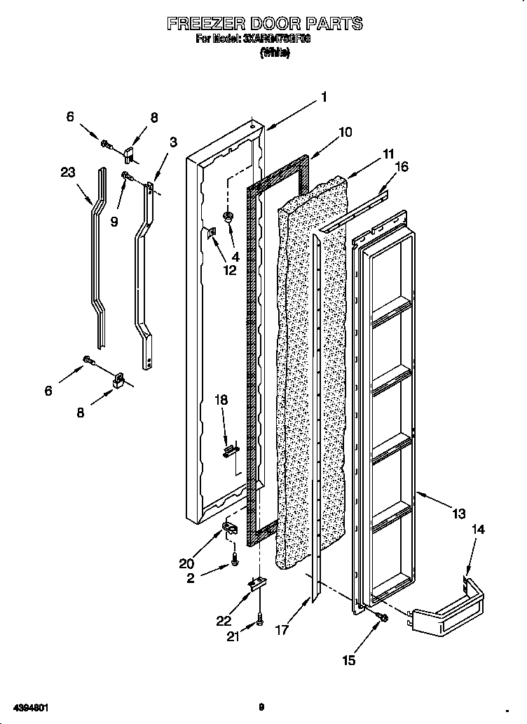 Whirlpool 3XARG478GF00 freezer door diagram