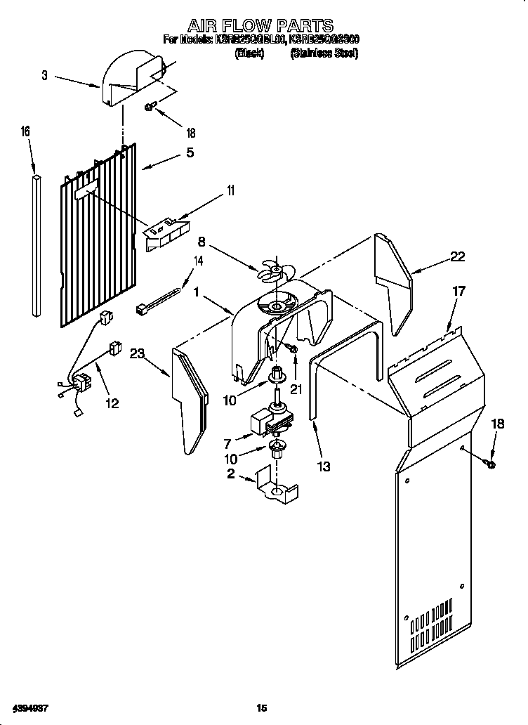 KitchenAid KSRB25QGBL00 air flow diagram