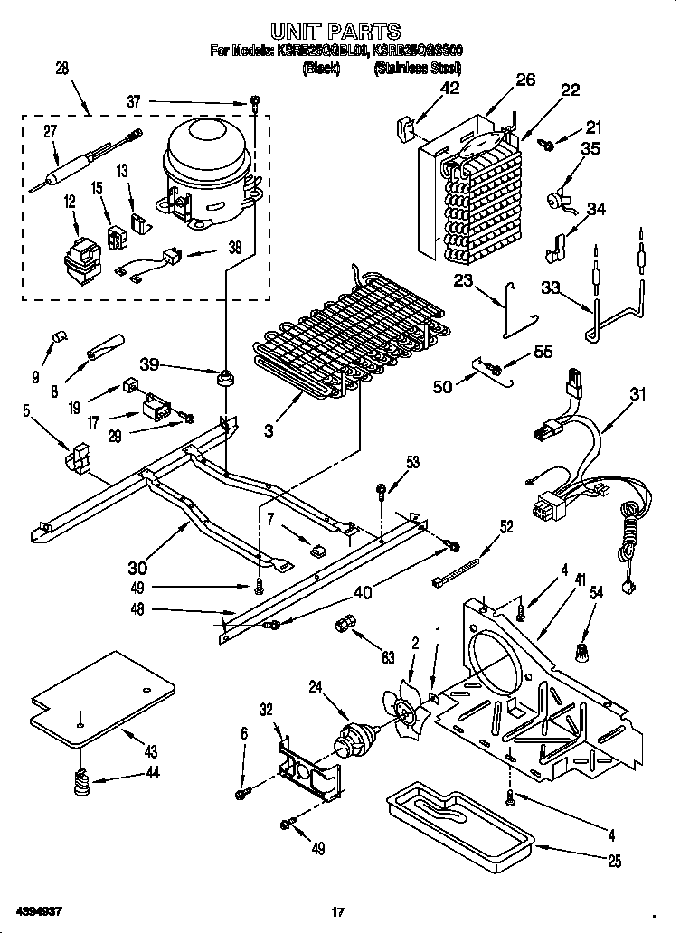 KitchenAid KSRB25QGBL00 unit diagram